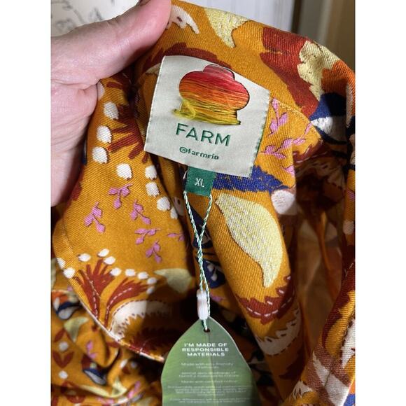 New! Farm Rio Yellow Palms Party Women’s Dress Ruffle Statement Size XL - Picture 7 of 7